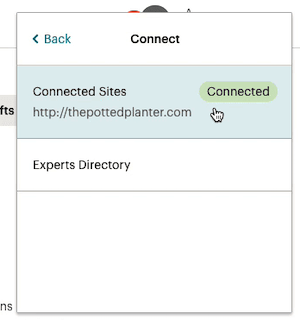 Profile Dropdown - Connect Tab - Cursor Clicks - Connected Sites