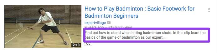 Youtube video description